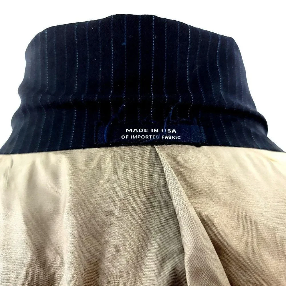 Hart‎ Schaffner Marx Wool 3 Button Suit Jacket 42L Blue W/ Blue Striped